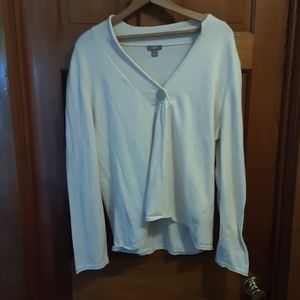 J Jill White V-neck sweater